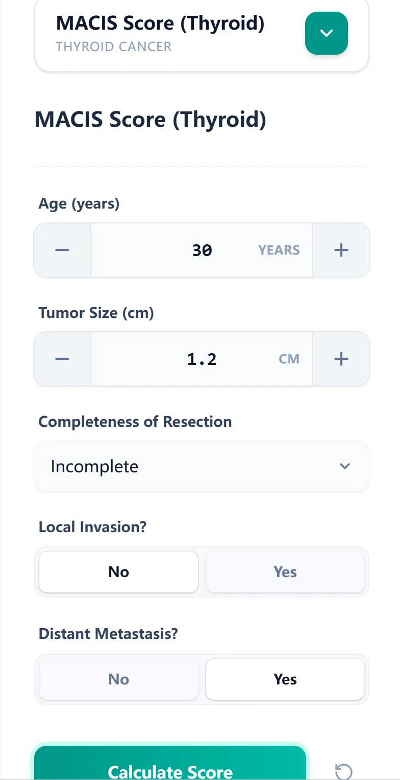 Calculator input form